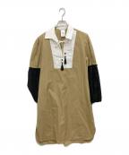 MaxMaraマックスマーラ）の古着「バイカラーシャツワンピース」｜ベージュ×ブラック