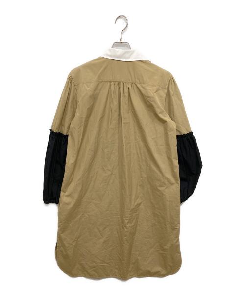 MaxMara（マックスマーラ）MaxMara (マックスマーラ) バイカラーシャツワンピース ベージュ×ブラック サイズ:170/92A(tg42)の古着・服飾アイテム