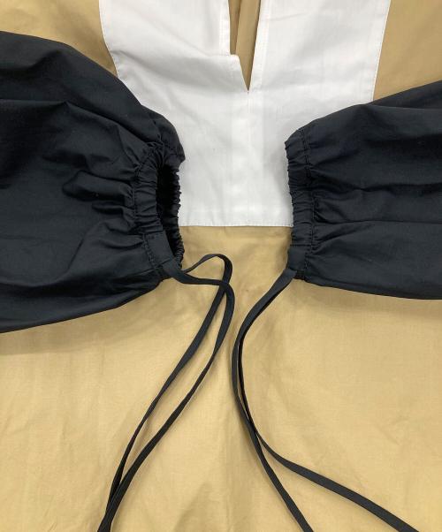 MaxMara（マックスマーラ）MaxMara (マックスマーラ) バイカラーシャツワンピース ベージュ×ブラック サイズ:170/92A(tg42)の古着・服飾アイテム