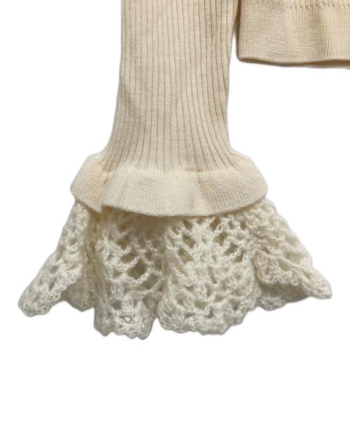 Gypsohila（ジプソフィア）Gypsohila (ジプソフィア) Crochet Sleeve CrewNeck Knit/クルーネックニット ホワイト サイズ:Fの古着・服飾アイテム