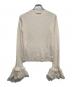 Gypsohila（ジプソフィア）の古着「Crochet Sleeve CrewNeck Knit/クルーネックニット」｜ホワイト