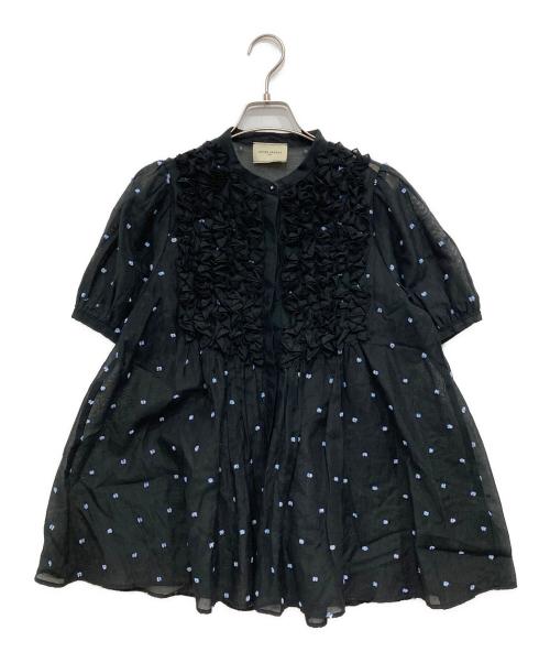 UNITED ARROWS（ユナイテッドアローズ）UNITED ARROWS (ユナイテッドアローズ) 2トーン ドットジャガード ブラウス ブラック サイズ:FREEの古着・服飾アイテム