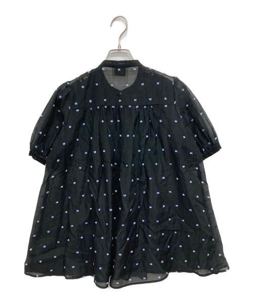 UNITED ARROWS（ユナイテッドアローズ）UNITED ARROWS (ユナイテッドアローズ) 2トーン ドットジャガード ブラウス ブラック サイズ:FREEの古着・服飾アイテム