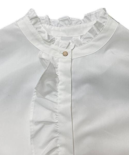 green label relaxing（グリーンレーベルリラクシング）green label relaxing (グリーンレーベルリラクシング) フリル ディテール ブラウス マシンウォッシャブル UVカット ホワイト サイズ:FREEの古着・服飾アイテム