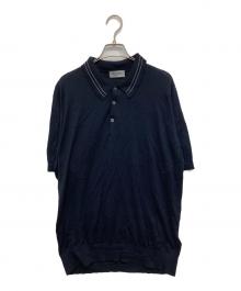 JOHN SMEDLEY（ジョンスメドレー）の古着「シーアイランドコットン半袖ニットポロシャツ」｜ネイビー