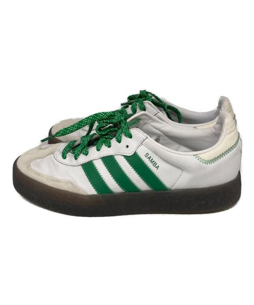 adidas（アディダス）adidas (アディダス) SAMBAE ローカットスニーカー ホワイト×グリーン サイズ:27の古着・服飾アイテム