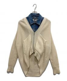 DIESEL（ディーゼル）の古着「ニットドッキングデニムジャケット」｜ブルー×アイボリー