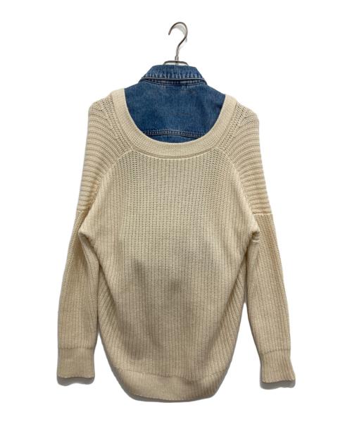 DIESEL（ディーゼル）DIESEL (ディーゼル) ニットドッキングデニムジャケット ブルー×アイボリー サイズ:XSの古着・服飾アイテム