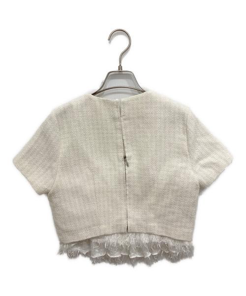 eimy istoire（エイミーイストワール）eimy istoire (エイミーイストワール) ファーフリンジツイードトップス ホワイト サイズ:FREEの古着・服飾アイテム