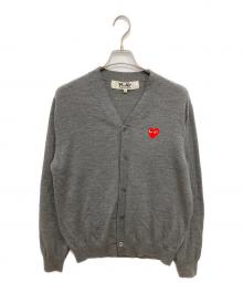 PLAY COMME des GARCONS（プレイコムデギャルソン）の古着「ハートワッペンウールカーディガン」｜グレー