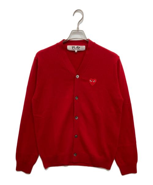 PLAY COMME des GARCONS（プレイコムデギャルソン）PLAY COMME des GARCONS (プレイコムデギャルソン) ハートワッペンウールカーディガン レッド サイズ:XLの古着・服飾アイテム