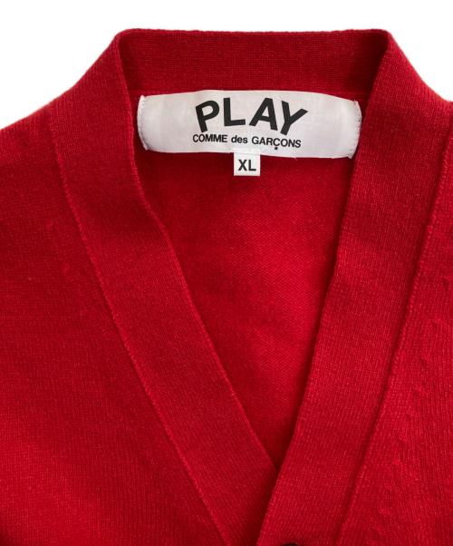 PLAY COMME des GARCONS（プレイコムデギャルソン）PLAY COMME des GARCONS (プレイコムデギャルソン) ハートワッペンウールカーディガン レッド サイズ:XLの古着・服飾アイテム