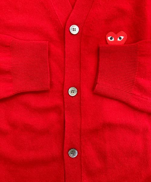 PLAY COMME des GARCONS（プレイコムデギャルソン）PLAY COMME des GARCONS (プレイコムデギャルソン) ハートワッペンウールカーディガン レッド サイズ:XLの古着・服飾アイテム