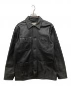 Carhartt WIPカーハート ワークインプログレス）の古着「LEATHER CHORE COAT」｜ブラック