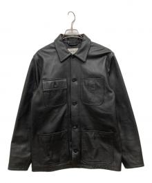 Carhartt WIP（カーハート ワークインプログレス）の古着「LEATHER CHORE COAT」｜ブラック