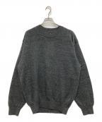 BATONERバトナ―）の古着「WASHED HIGH COUNT LINEN CREW NECK/クルーネックリネンニット」｜グレー