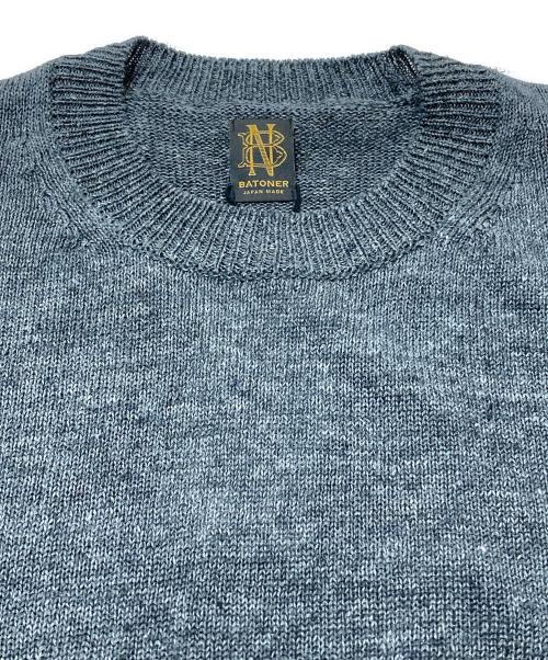 BATONER（バトナ―）BATONER (バトナ―) WASHED HIGH COUNT LINEN CREW NECK/クルーネックリネンニット グレー サイズ:SIZE2の古着・服飾アイテム