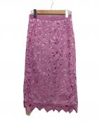ADOREアドーア）の古着「モダンリーフレーススカート」｜パープル