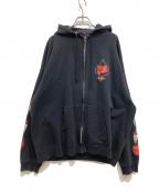 HARLEY-DAVIDSONハーレーダビッドソン）の古着「00’s ファイヤープリントジップパーカー」｜ブラック