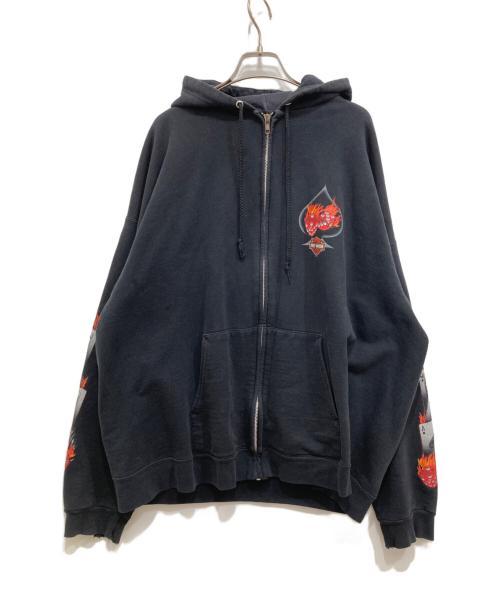 HARLEY-DAVIDSON（ハーレーダビッドソン）HARLEY-DAVIDSON (ハーレーダビッドソン) 00’s ファイヤープリントジップパーカー ブラック サイズ:XLの古着・服飾アイテム