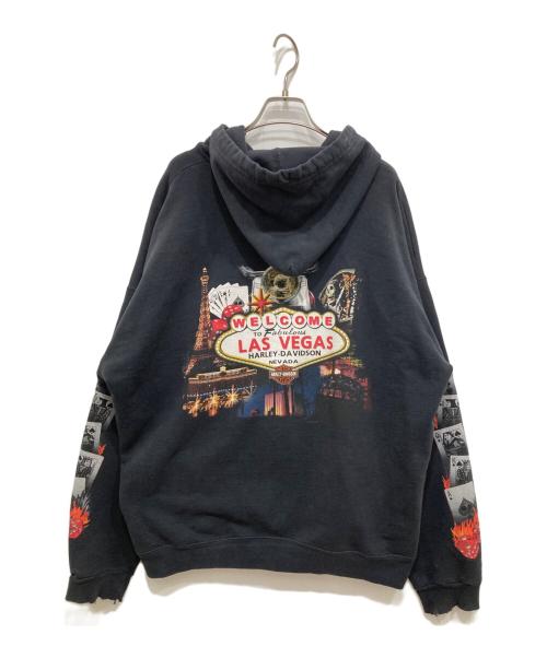 HARLEY-DAVIDSON（ハーレーダビッドソン）HARLEY-DAVIDSON (ハーレーダビッドソン) 00’s ファイヤープリントジップパーカー ブラック サイズ:XLの古着・服飾アイテム