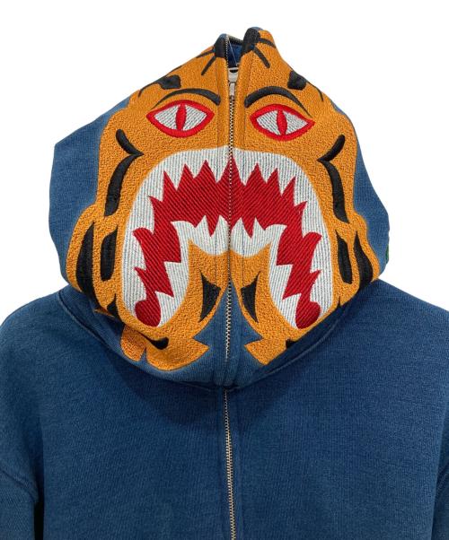 A BATHING APE（ア ベイシング エイプ）A BATHING APE (ア ベイシング エイプ) TIGER FULL ZIP HOODIE ブルー サイズ:XLの古着・服飾アイテム