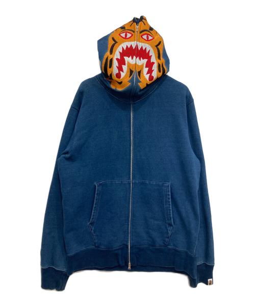A BATHING APE（ア ベイシング エイプ）A BATHING APE (ア ベイシング エイプ) TIGER FULL ZIP HOODIE ブルー サイズ:XLの古着・服飾アイテム