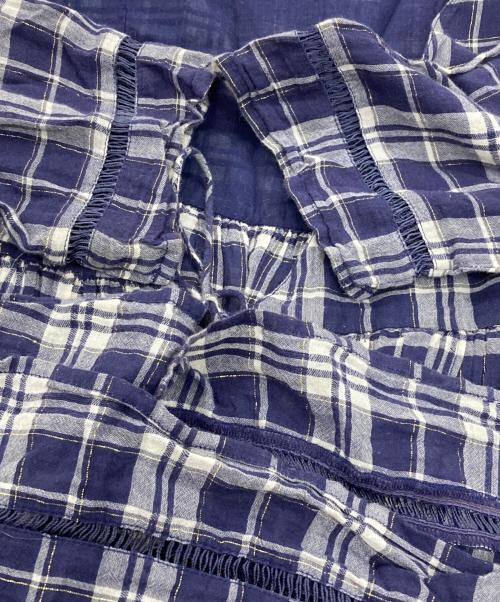 ne quittez pas（ヌキテパ）ne quittez pas (ヌキテパ) チェック カシュクールワンピース ネイビー サイズ:FREEの古着・服飾アイテム