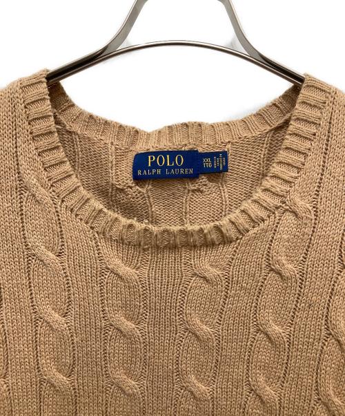 POLO RALPH LAUREN（ポロ・ラルフローレン）POLO RALPH LAUREN (ポロ・ラルフローレン) ポニー刺繍ニット ベージュ サイズ:XXLの古着・服飾アイテム