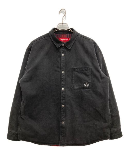 SUPREME（シュプリーム）Supreme (シュプリーム) Quilted Lined Denim Snap Shirt ブラック サイズ:Lの古着・服飾アイテム