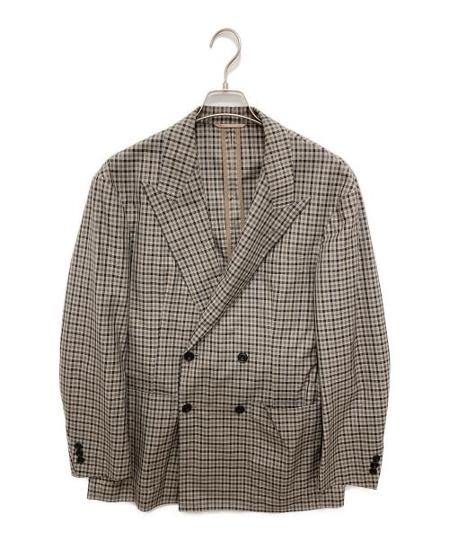 GOOVI（グービ）GOOVI (グービ) ダブルブレストジャケットガンクラブチェック グレー サイズ:3の古着・服飾アイテム