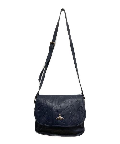 Vivienne Westwood（ヴィヴィアンウエストウッド）Vivienne Westwood (ヴィヴィアンウエストウッド) チェーンオーブレザーショルダーバッグ ネイビーの古着・服飾アイテム