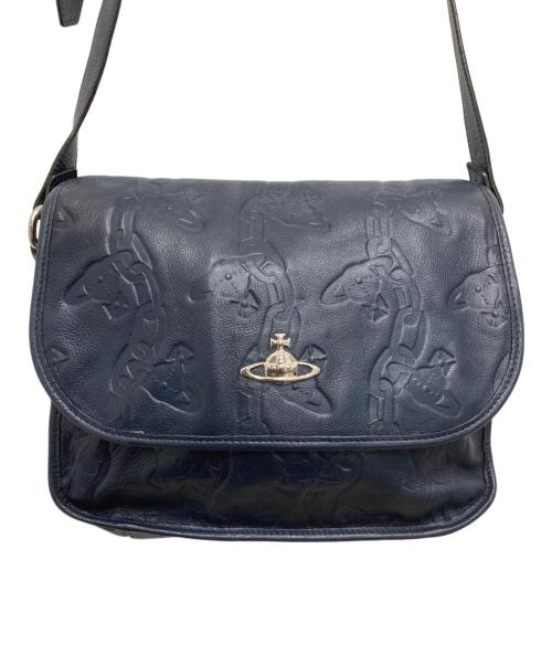 Vivienne Westwood（ヴィヴィアンウエストウッド）Vivienne Westwood (ヴィヴィアンウエストウッド) チェーンオーブレザーショルダーバッグ ネイビーの古着・服飾アイテム
