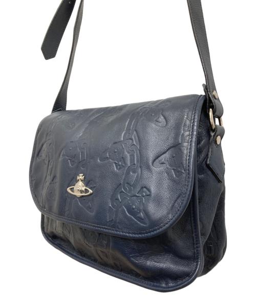 Vivienne Westwood（ヴィヴィアンウエストウッド）Vivienne Westwood (ヴィヴィアンウエストウッド) チェーンオーブレザーショルダーバッグ ネイビーの古着・服飾アイテム