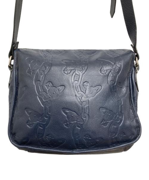 Vivienne Westwood（ヴィヴィアンウエストウッド）Vivienne Westwood (ヴィヴィアンウエストウッド) チェーンオーブレザーショルダーバッグ ネイビーの古着・服飾アイテム