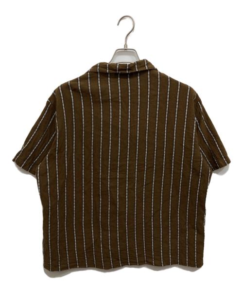 WIND AND SEA（ウィンダンシー）WIND AND SEA (ウィンダンシー) STRIPE LINEN S/S SHIRTS/半袖シャツ ブラウン サイズ:Lの古着・服飾アイテム