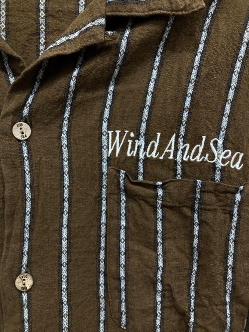 WIND AND SEA（ウィンダンシー）WIND AND SEA (ウィンダンシー) STRIPE LINEN S/S SHIRTS/半袖シャツ ブラウン サイズ:Lの古着・服飾アイテム