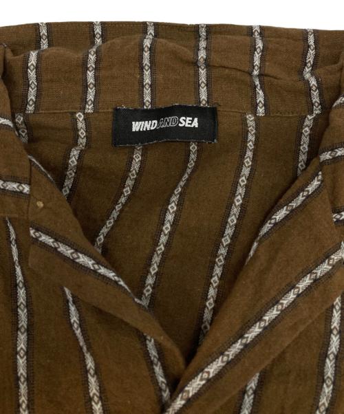 WIND AND SEA（ウィンダンシー）WIND AND SEA (ウィンダンシー) STRIPE LINEN S/S SHIRTS/半袖シャツ ブラウン サイズ:Lの古着・服飾アイテム