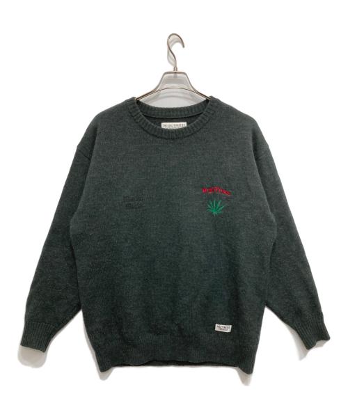 WACKO MARIA（ワコマリア）WACKO MARIA (ワコマリア) HIGH TIMES (ハイ タイムズ) CLASSIC KNIT SWEATER/クルーネックニット グレー サイズ:Lの古着・服飾アイテム