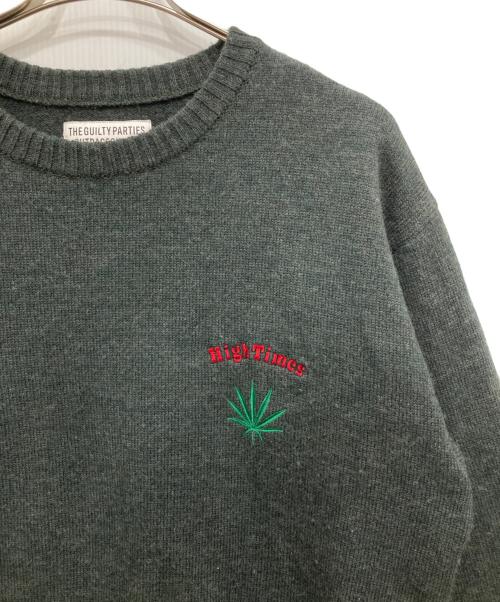 WACKO MARIA（ワコマリア）WACKO MARIA (ワコマリア) HIGH TIMES (ハイ タイムズ) CLASSIC KNIT SWEATER/クルーネックニット グレー サイズ:Lの古着・服飾アイテム