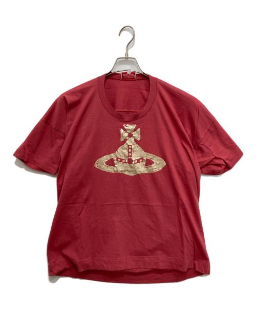 Vivienne Westwood RED LABEL（ヴィヴィアンウエストウッドレッドレーベル）Vivienne Westwood RED LABEL (ヴィヴィアンウエストウッドレッドレーベル) 変形プリントTシャツ レッド サイズ:2の古着・服飾アイテム