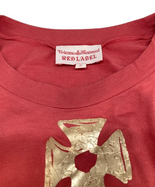 Vivienne Westwood RED LABEL（ヴィヴィアンウエストウッドレッドレーベル）Vivienne Westwood RED LABEL (ヴィヴィアンウエストウッドレッドレーベル) 変形プリントTシャツ レッド サイズ:2の古着・服飾アイテム