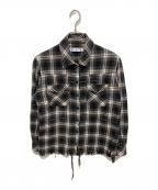 OFFWHITEオフホワイト）の古着「LOGO EMBROIDERED CHECKED COTTON-FLANNEL SHIRT」｜グレー