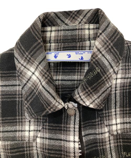 OFFWHITE（オフホワイト）OFFWHITE (オフホワイト) LOGO EMBROIDERED CHECKED COTTON-FLANNEL SHIRT グレー サイズ:40の古着・服飾アイテム