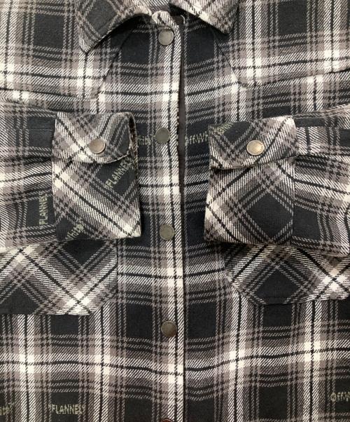 OFFWHITE（オフホワイト）OFFWHITE (オフホワイト) LOGO EMBROIDERED CHECKED COTTON-FLANNEL SHIRT グレー サイズ:40の古着・服飾アイテム
