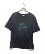 Saint Laurent Parisサンローランパリ）の古着「メタリックシグネチャーロゴTシャツ」｜ブラック