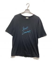 Saint Laurent Paris（サンローランパリ）の古着「メタリックシグネチャーロゴTシャツ」｜ブラック