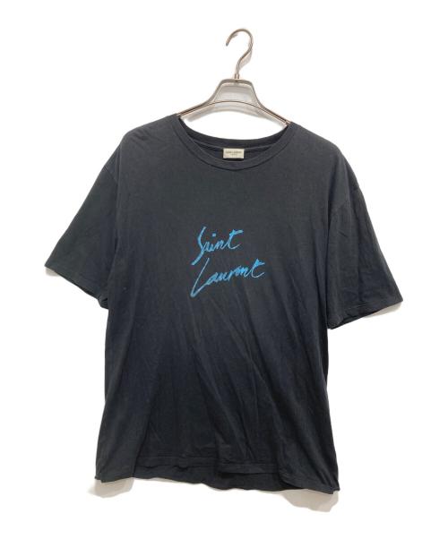 Saint Laurent Paris（サンローランパリ）Saint Laurent Paris (サンローランパリ) メタリックシグネチャーロゴTシャツ ブラック サイズ:Mの古着・服飾アイテム