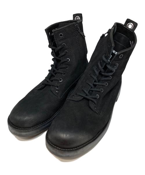 DIESEL（ディーゼル）DIESEL (ディーゼル) D-THROUPER DBB/ユーズド加工レースアップブーツ ブラック サイズ:28の古着・服飾アイテム