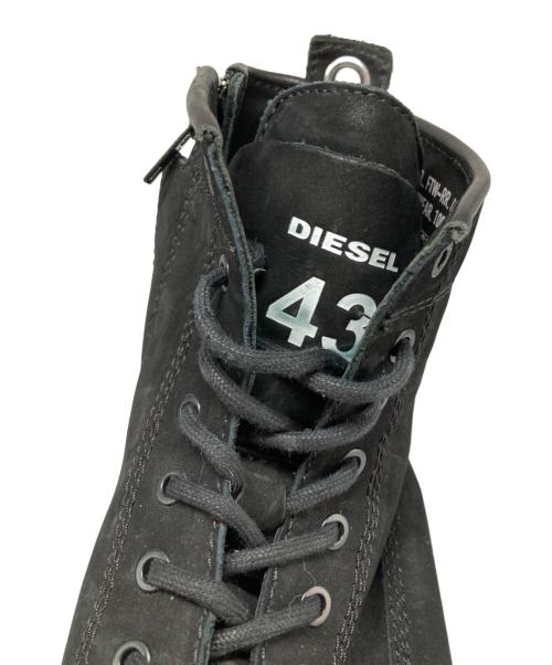 DIESEL（ディーゼル）DIESEL (ディーゼル) D-THROUPER DBB/ユーズド加工レースアップブーツ ブラック サイズ:28の古着・服飾アイテム